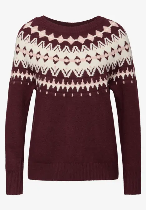 Pullover im Norweger-Look wildberry red
