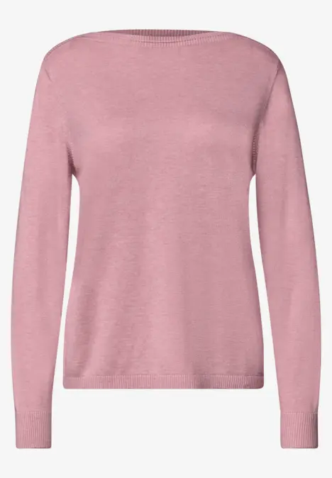 Pull rose à manches longues et col rond.