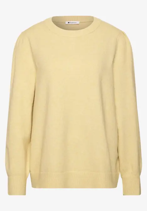 Heller gelber Pullover mit Rundhalsausschnitt und langen Ärmeln