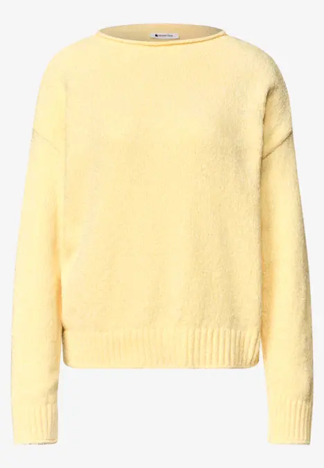 Pull jaune douillet à col rond et manches longues