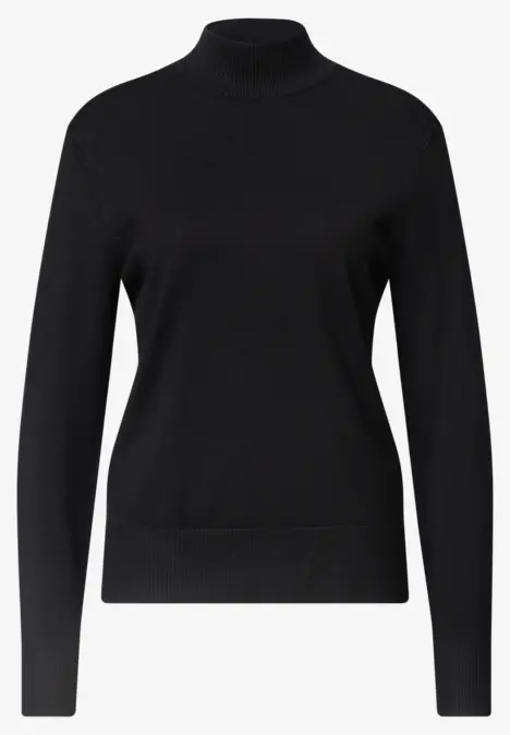 Schwarzer Rollkragenpullover mit langen Ärmeln