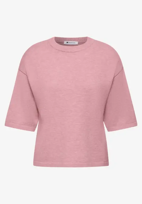 Zartrosa Kurzarm-Shirt mit weiter Passform und Rundhalsausschnitt