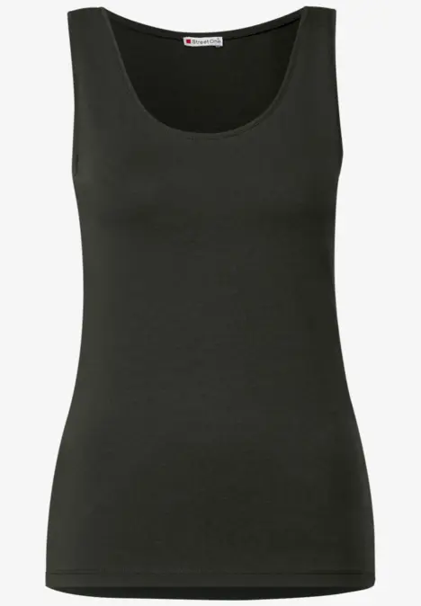 Basic Top in Unifarbe bassy olive