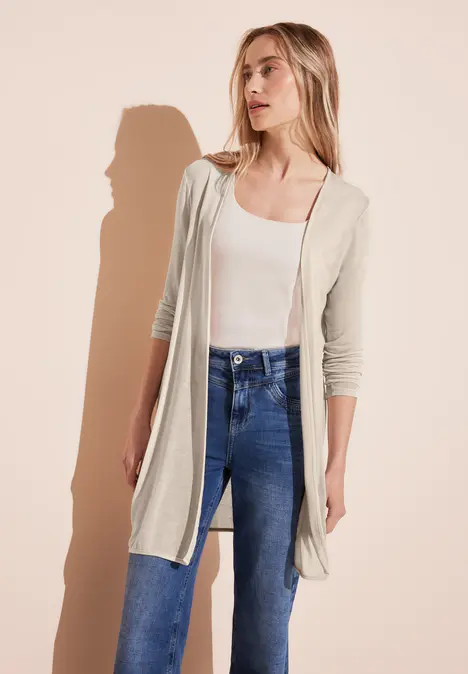 Langer leichter Cardigan smooth sand beige