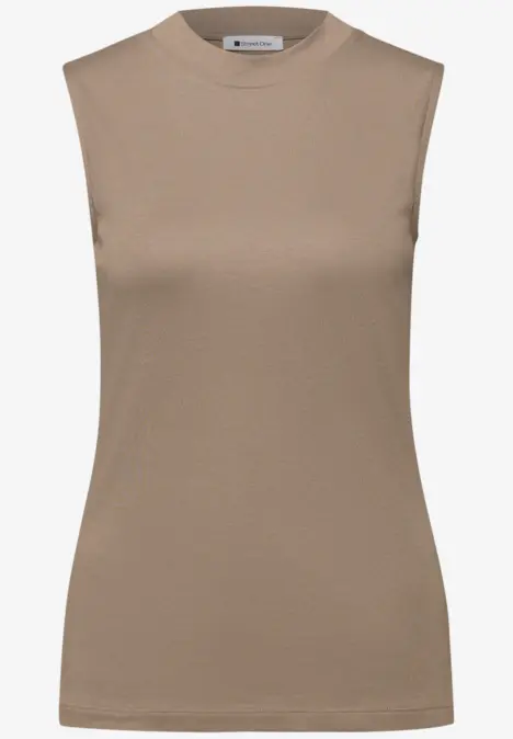 Ärmelloses Damen-Top in Beige aus weichem Stoff