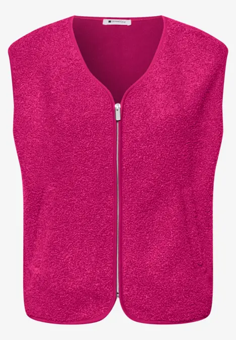 Ärmelloses, pinkes Fleece-Gilet mit durchgehendem Reißverschluss