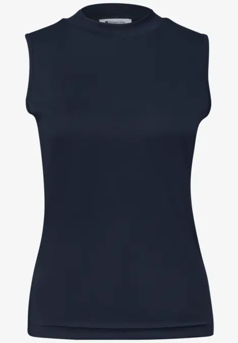 Schlichtes ärmelloses Top in Marineblau mit rundem Ausschnitt