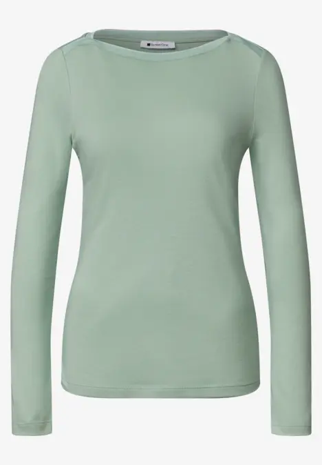 Damenlongsleeve in Hellgrün mit rundem Ausschnitt