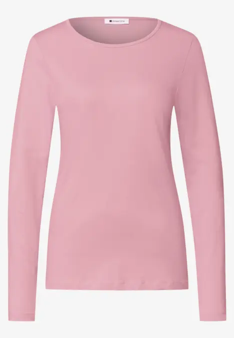 T-shirt à manches longues rose uni