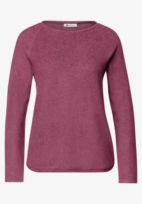 Pull couleur framboise à col rond et manches longues