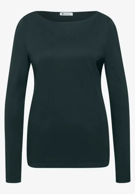 Schwarzes Langarmshirt mit Rundhalsausschnitt