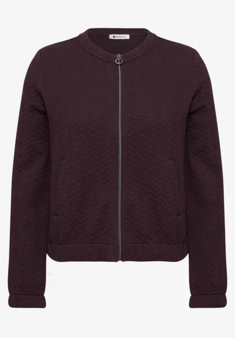 Dunkelviolette Steppjacke mit Reißverschluss und Seitentaschen