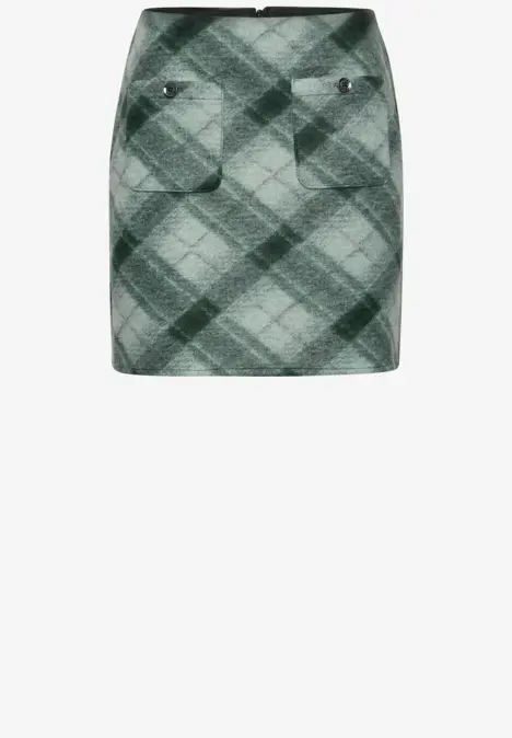 Grüner karierter Minirock mit Taschen