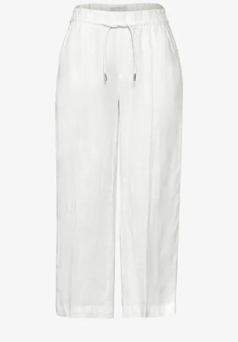 Pantalon en lin culotte 7/8 off white