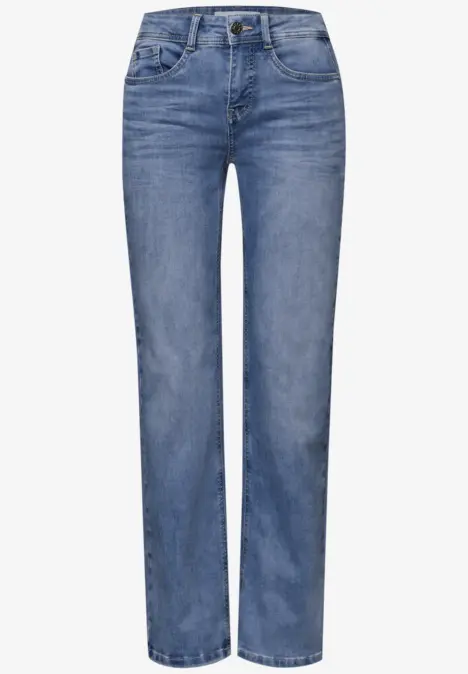 Blaue Jeans mit geradem Schnitt und klassischem 5-Pocket-Design.