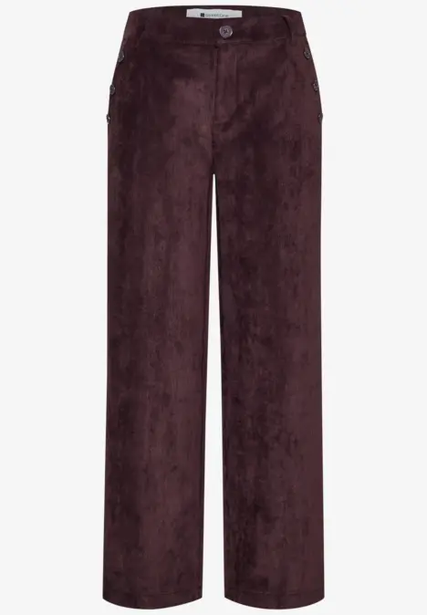 Braune Cord-Hose mit weitem Bein und hoher Taille.