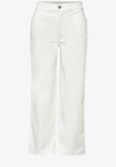 Pantalon blanc taille haute coupe droite et jambe large