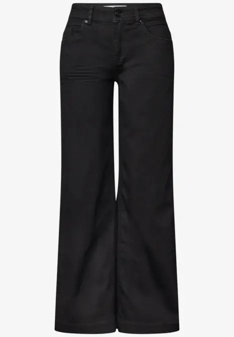 Schwarze Jeans mit weitem Bein und hoher Taille aus robustem Denim.