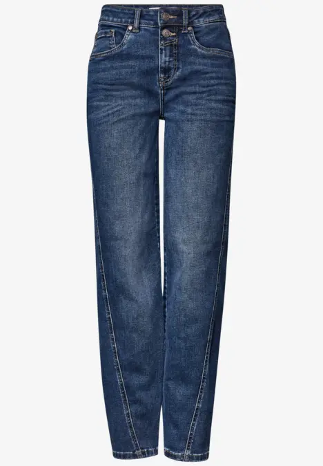 Blaue Jeans mit geradem Schnitt, klassischem 5-Pocket-Design und leichter Waschung.
