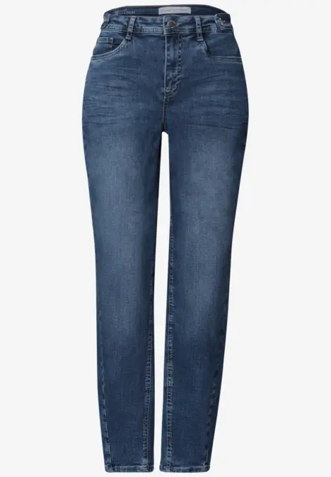 Jean bleu droit taille haute.