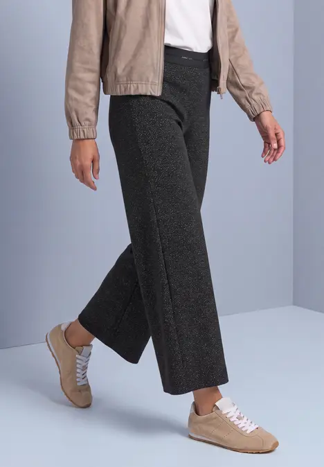 High Waist Wide Leg Hose mit feinem Muster Black