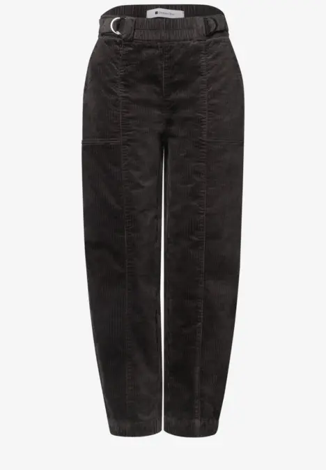 Schwarze Hose mit Gürtel und geradem Schnitt