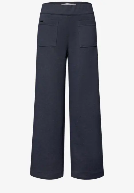 Pantalon large femme gris foncé, taille haute et poches plaquées
