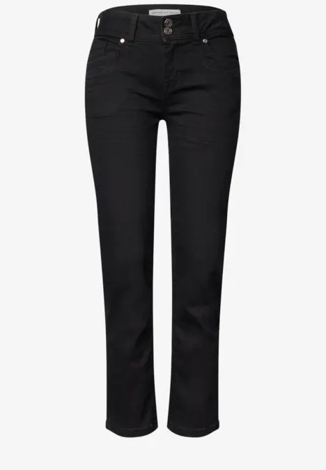 Schwarze Jeanshose mit geradem Schnitt und klassischem Five-Pocket-Design