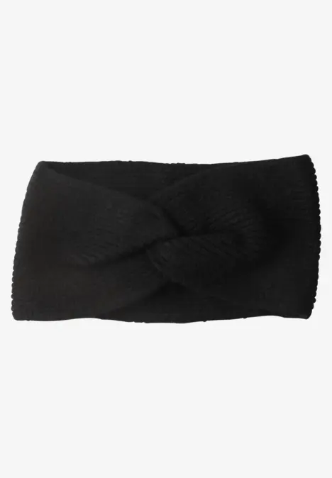 Feinstrick Stirnband in Unifarbe Black