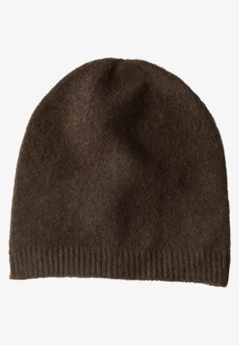 Feinstrick Beanie in Unifarbe auburn brown mel.