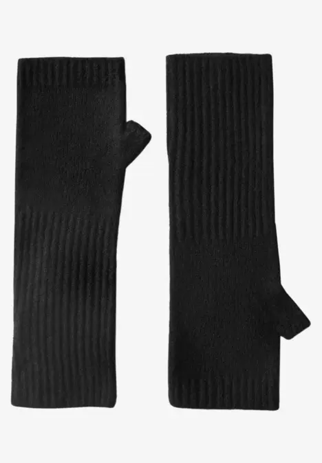 Feinstrick Armwärmer in Unifarbe Black