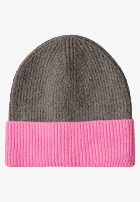 Feinstrick Beanie im Colorblock-Look warm blush