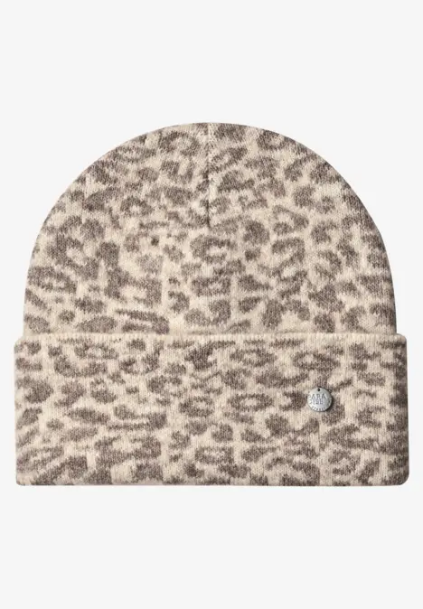 Bonnet jacquard à motif léopard barley beige mel.