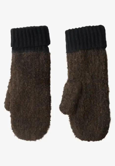 Bouclé-Mix Fäustlinge Black