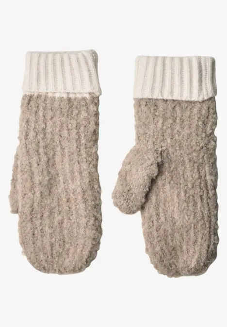 Bouclé-Mix Fäustlinge Muddy Mocha