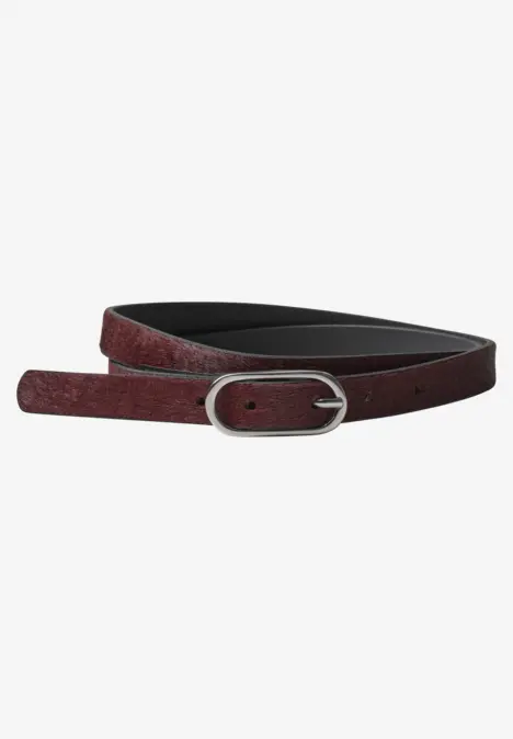 Ceinture fine avec détail en fourrure rustic rouge