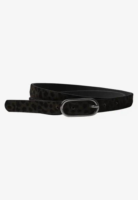 Ceinture fine à imprimé léopard auburn brown
