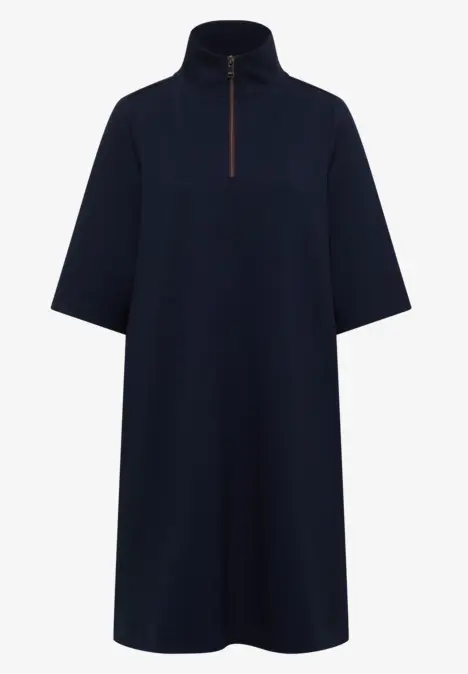 Robe ample bleu marine avec col montant et demi-fermeture éclair