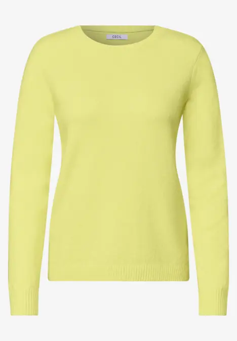 Pull jaune clair à manches longues et col rond.