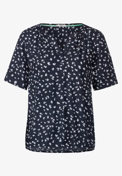 Bluse mit kurzer Knopfleiste deep blue