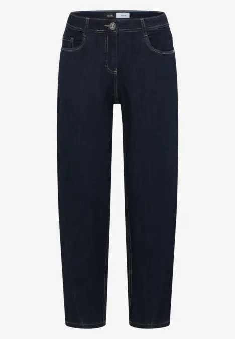 Dunkelblaue, gerade geschnittene Jeans im klassischen 5-Pocket-Design aus robustem Denim.