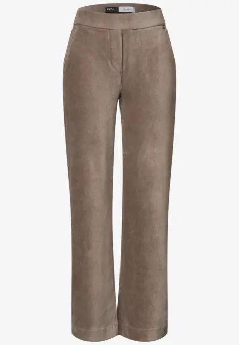 Braune Cordhose mit geradem Schnitt und hoher Taille.