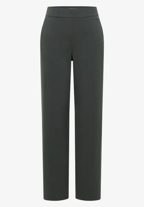 Pantalon noir droit à taille haute avec coupe épurée et style classique.