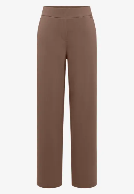 Braune, gerade geschnittene Hose mit hohem Bund und weitem Bein.