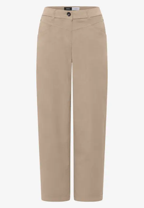 Schlichte, gerade geschnittene beige Hose aus leichtem Material für lässige Outfits.