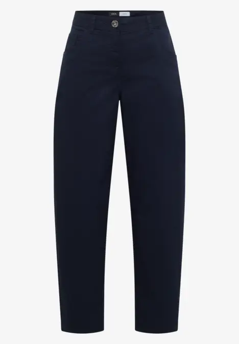 Elegante dunkelblaue Chinohose mit geradem Schnitt, klassischem Bund und Taschen.