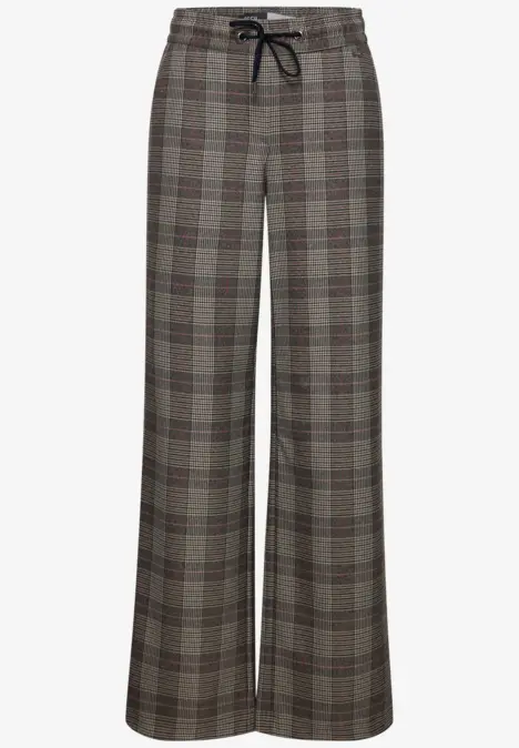 Pantalon ample à carreaux avec cordon de serrage à la taille