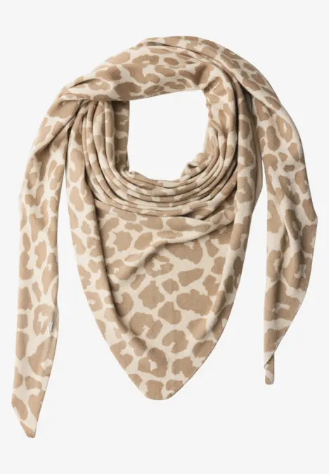 Dreieckstuch mit Leo-Muster powder beige