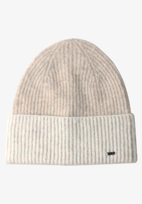 Bonnet en maille côtelée bicolore powder beige melange