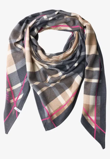 Driehoekige sjaal met ruitjespatroon urban dark blue